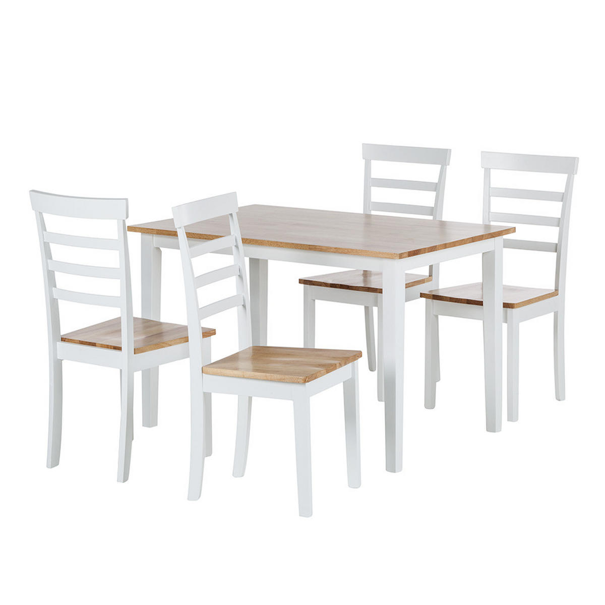 ESSTISCH - Gummibaum teilmassiv - Gummibaum / Weiß - Braun, Holz/Holzwerkstoff (75/120/74cm) - home24