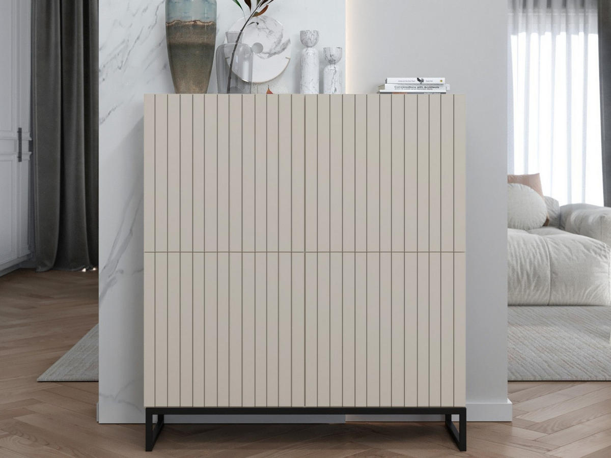 KOMMODE Elpis 4D Kaschmir Matt mit metallrahmen Glamour 112 cm - Kaschmir, Holzwerkstoff (112/126/36.5cm) - Meble Lindner