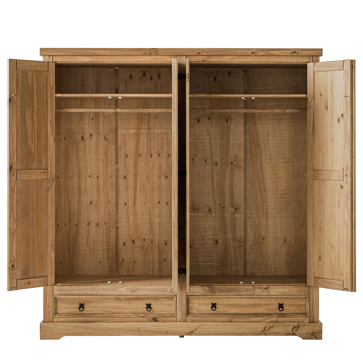 DREHTÜRENSCHRANK - Eckig - Kiefer massiv - Schwarz/Kieferfarben, Holz/Metall (194/195/56cm) - home24