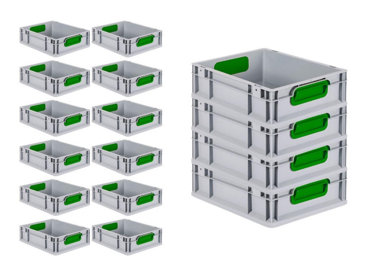 EUROBOX 16x Nextgen Color 12x30x40cm 11 Liter Griffe Grün Geschlossen - Grün, Kunststoff (30/12/40cm) - PROREGAL