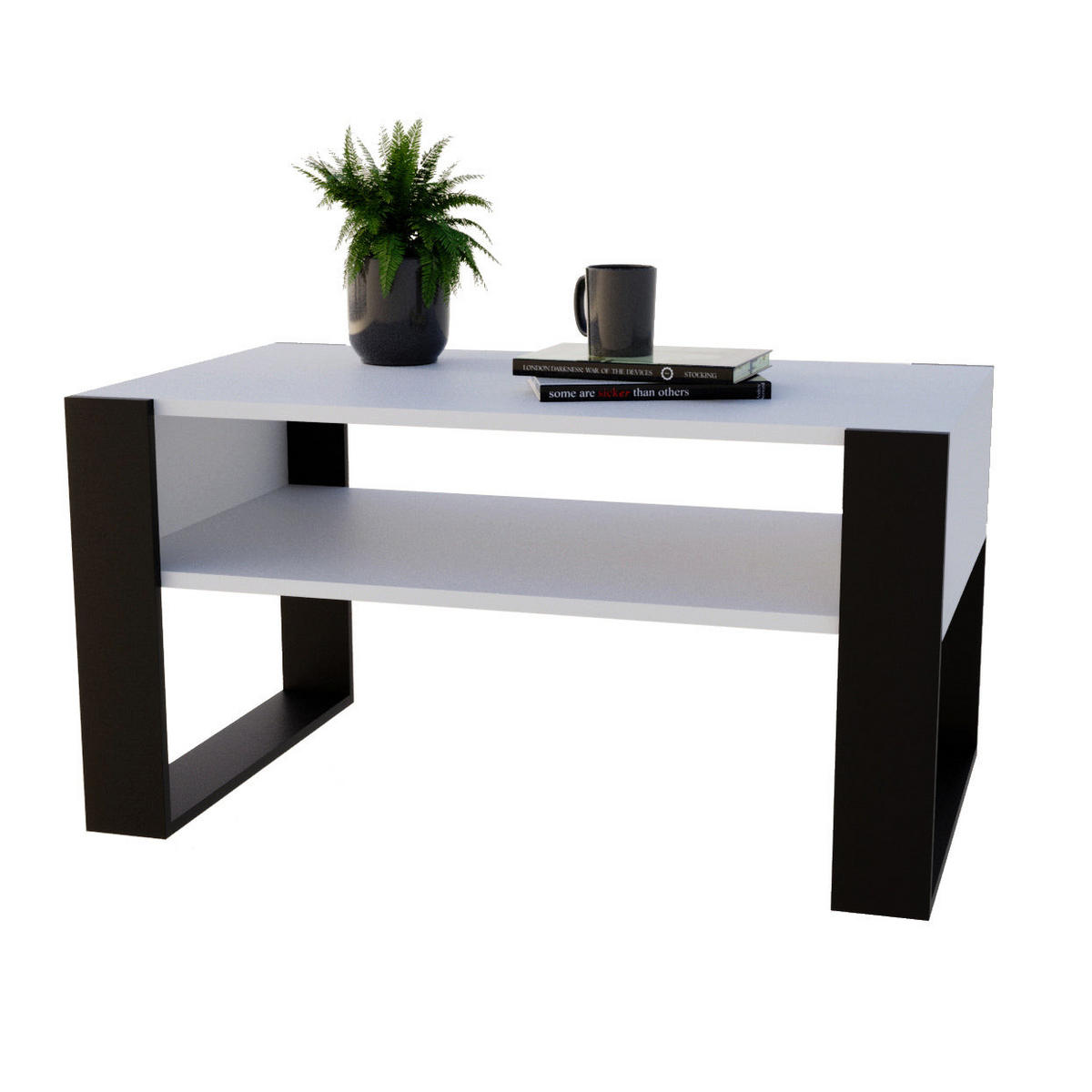 COUCHTISCH KARO 92 - Schwarz/Weiß, Holz (53.6/92/45cm) - Mat-Haus