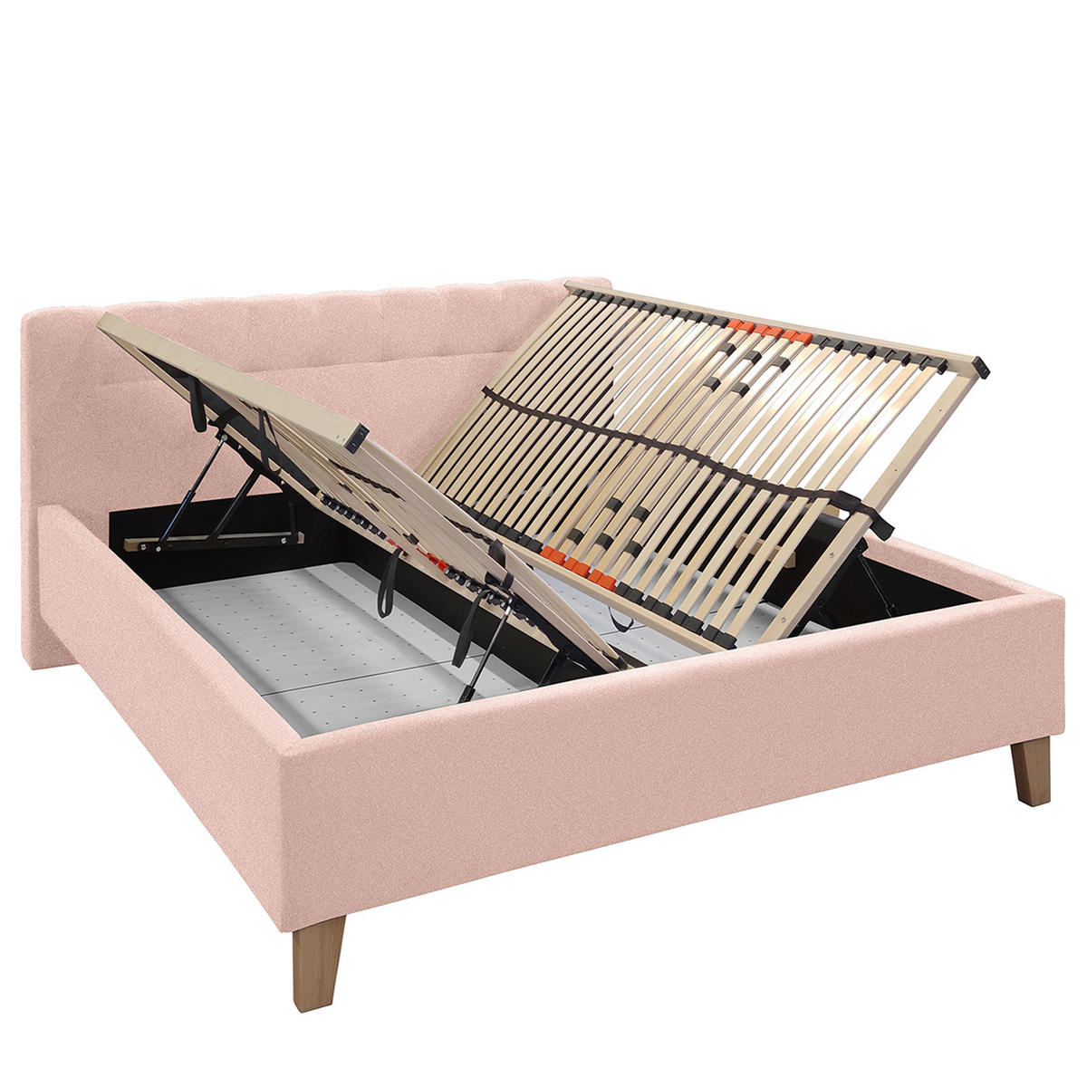 POLSTERBETT - Webstoff - Rosa, Holz/Textil (160/200cm) - home24