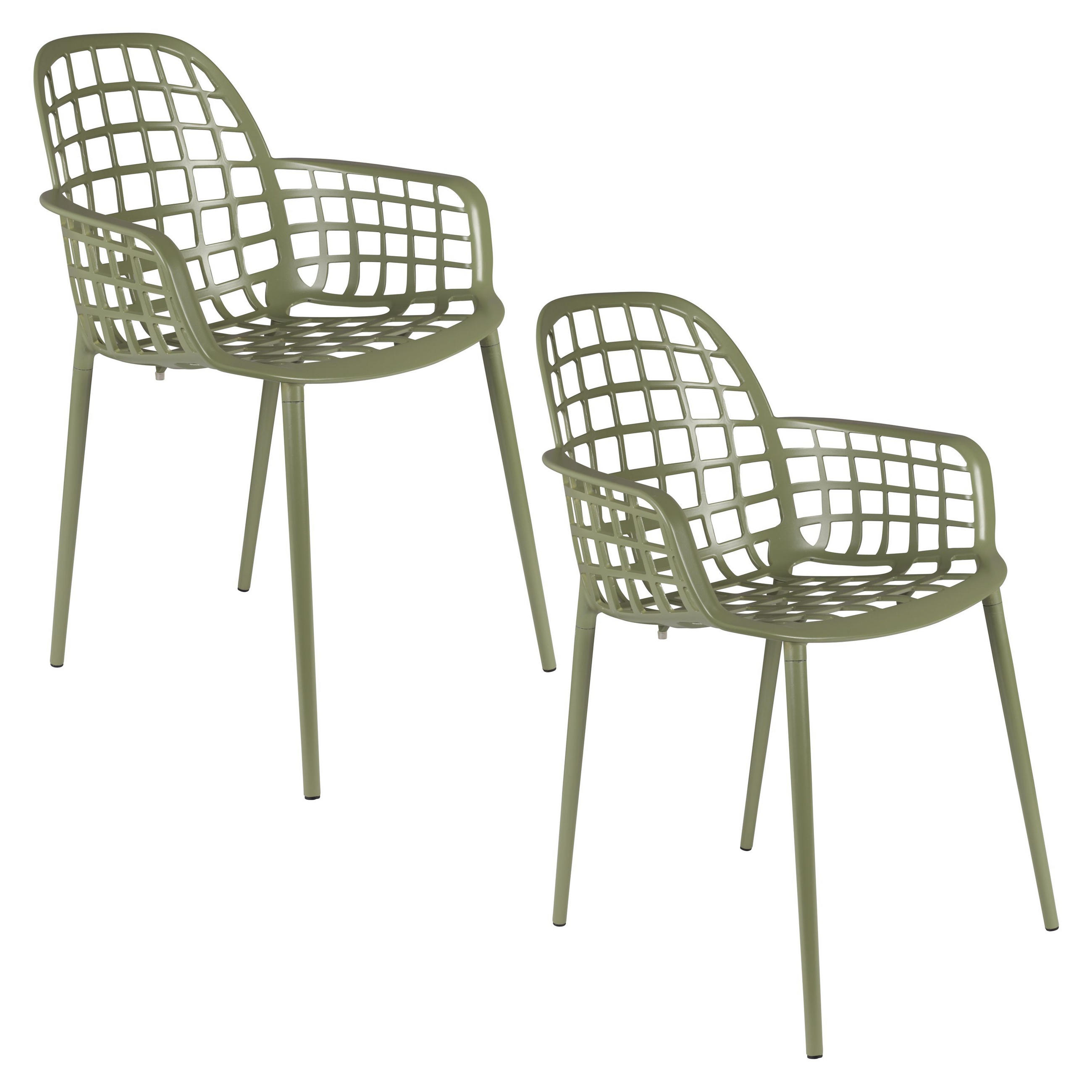 GARTENSTUHL Albert Kuip Armlehne Grün - 2 er Set - Grün, Metall (59.5/82.5/59.5cm) - Zuiver