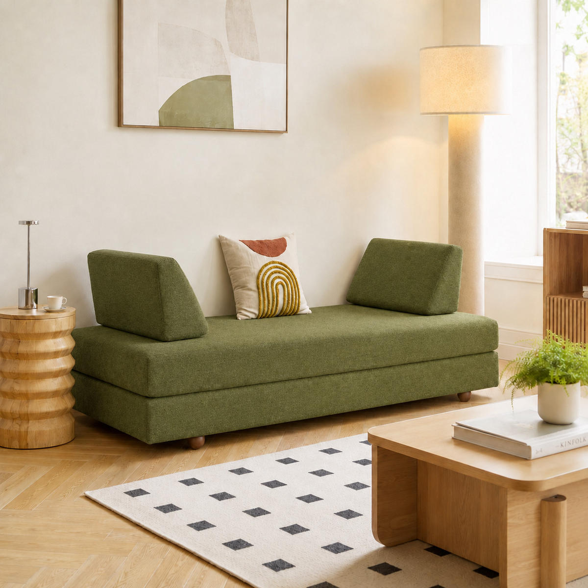 SCHLAFSOFA Stoff Grün - Grün, Textil (200/90/80cm) - Nordlys
