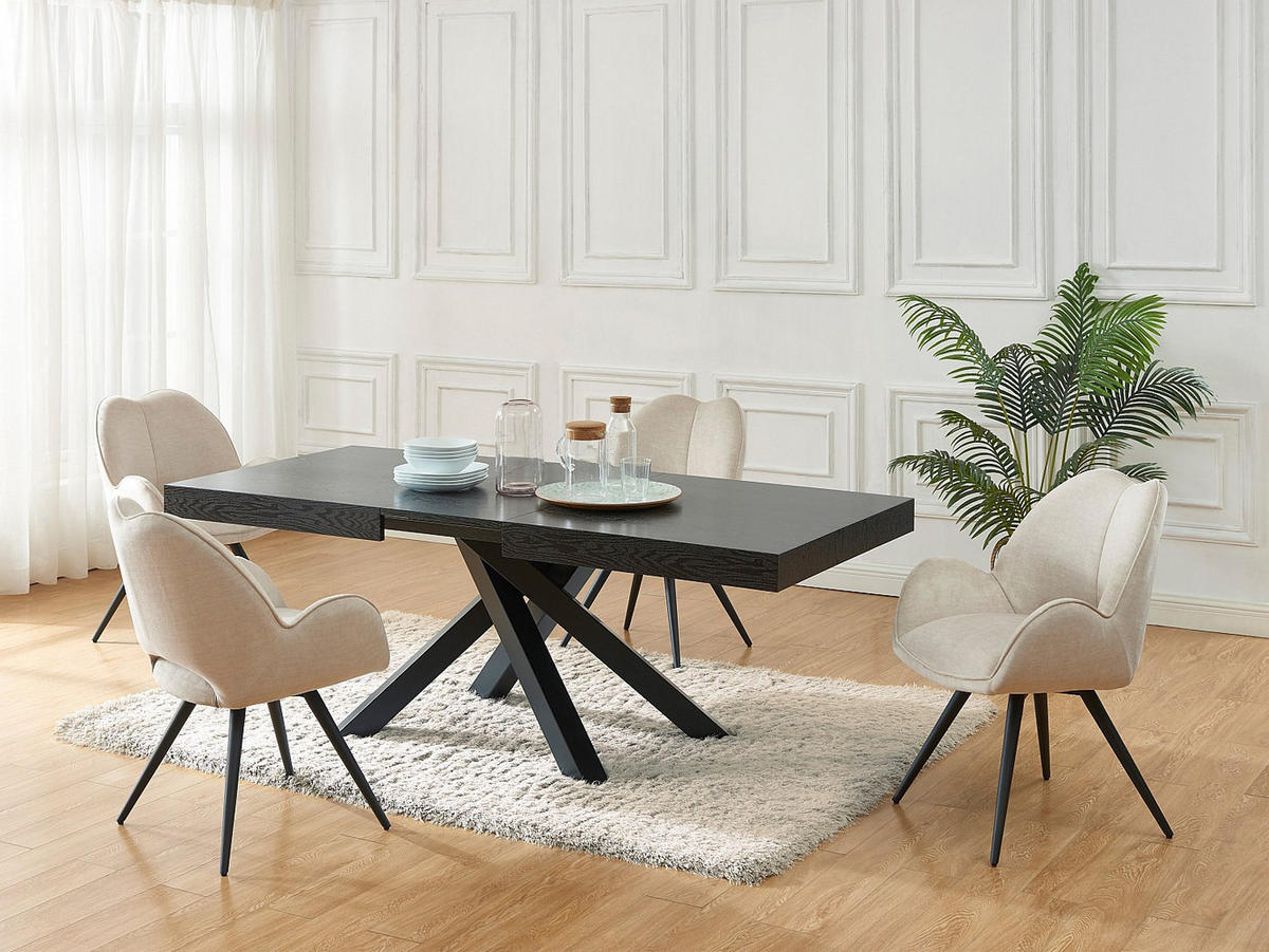 ESSTISCH ausziehbar - 6 bis 10 Personen - MDF & Metall - Schwarz - CATONAV - Schwarz, Holz (90/240/75cm) - Vente-Unique