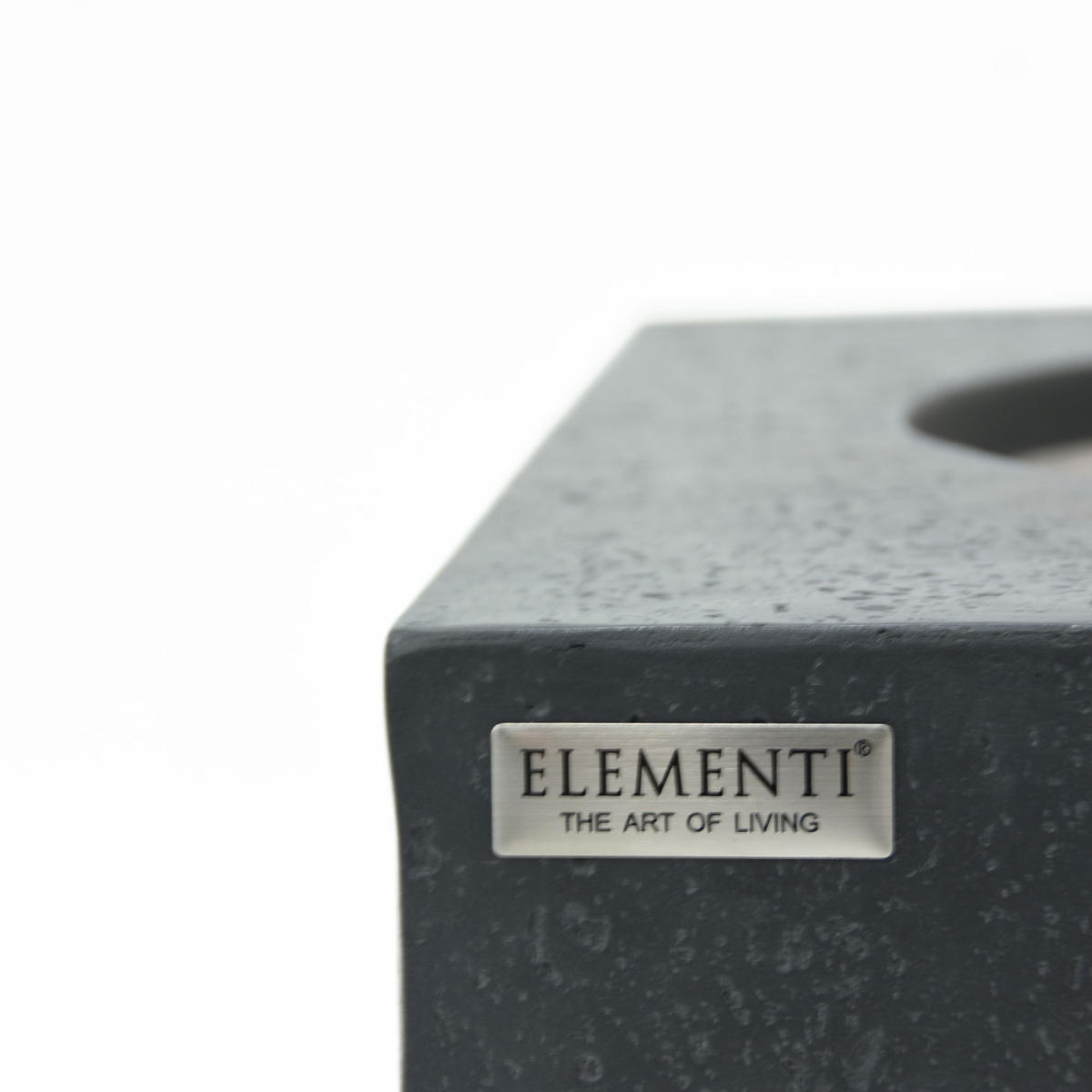 FEUERTISCH Metropolis Gasfeuerstelle aus GF-Beton - 4-tlg. Set inkl. Glasumrandung, Brennerabdeckung und Gasflaschen-Abdeckung - Dunkelgrau, Naturmaterialien (81/35/142cm) - Elementi