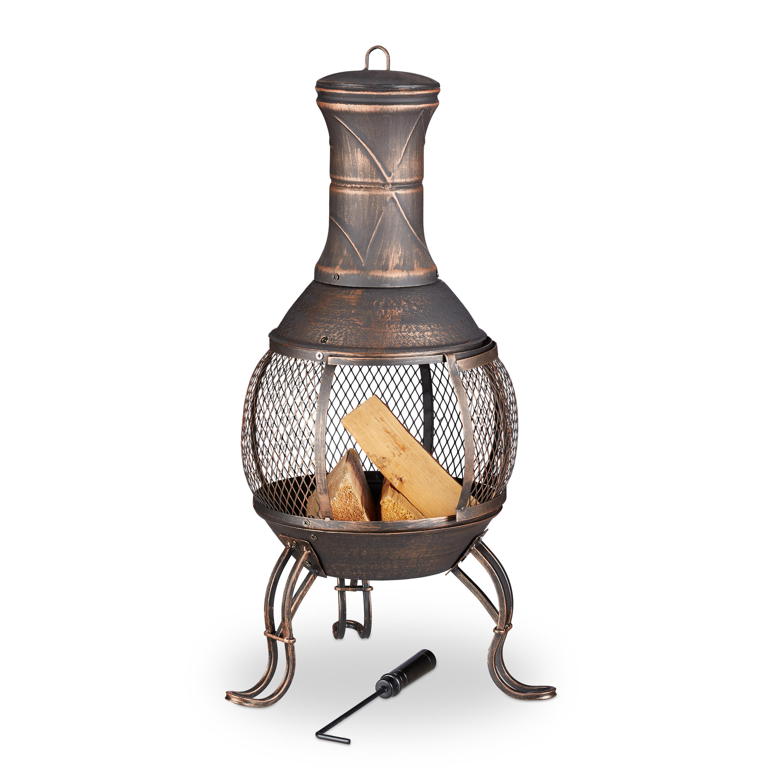 AZTEKENOFEN - Schwarz, Metall (44/89/44cm) - Relaxdays