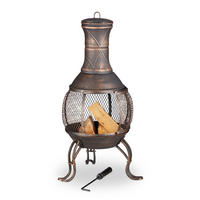 AZTEKENOFEN - Schwarz, Metall (44/89/44cm) - Relaxdays