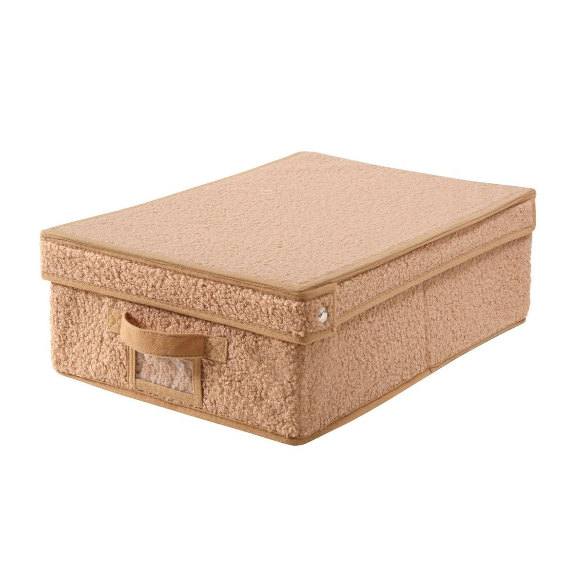 AUFBEWAHRUNGSBOX mit deckel aus bouclé-stoff in beige - 31,5/48/15 cm - Beige, Textil (33.5/48/15cm) - Calicosy