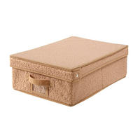 AUFBEWAHRUNGSBOX mit deckel aus bouclé-stoff in beige - 31,5/48/15 cm - Beige, Textil (33.5/48/15cm) - Calicosy