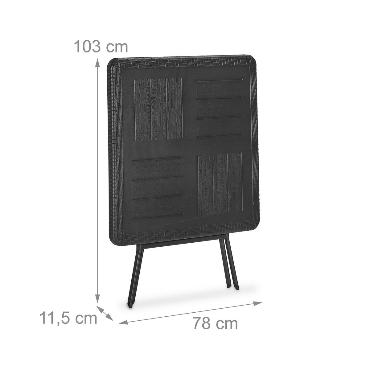 GARTENTISCH - Schwarz, Kunststoff/Metall (78/78/74cm) - Relaxdays
