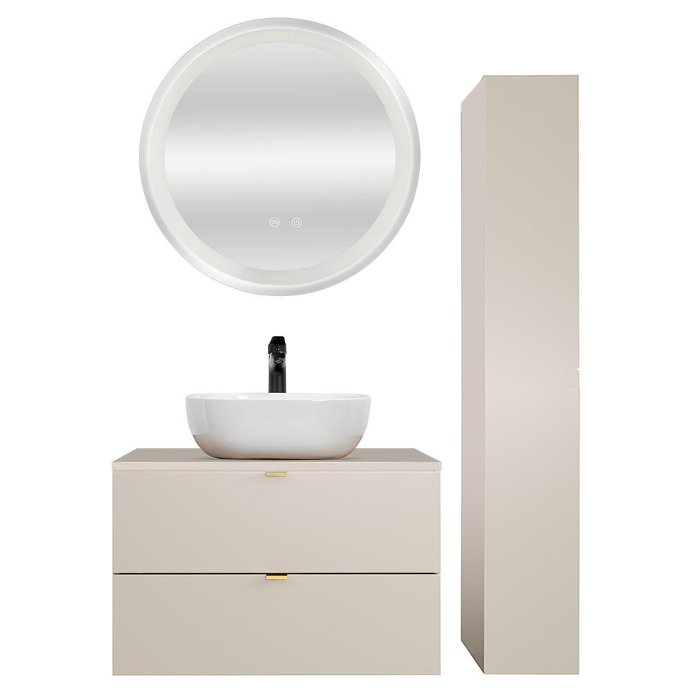 BADMÖBEL-SET 3-TLG. Durango-56 - Beige, Holzwerkstoff (125/200/47cm) - Lomado