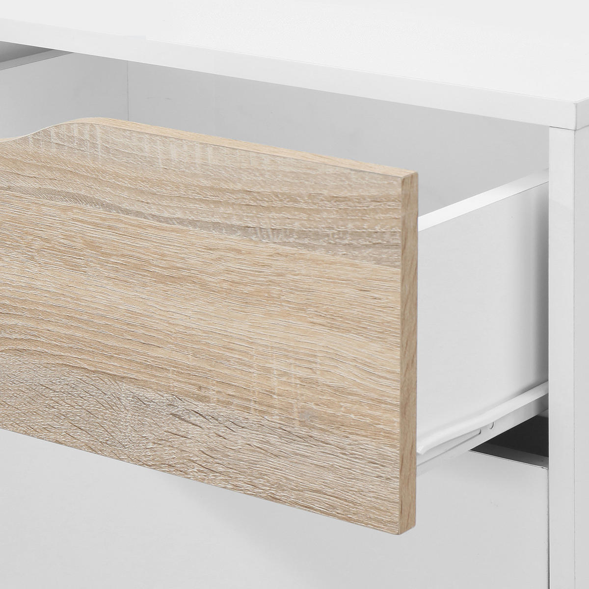 KOMMODE - Gummibaum teilmassiv - Eichefarben/Weiß, Holz/Holzwerkstoff (99/101/39cm) - home24