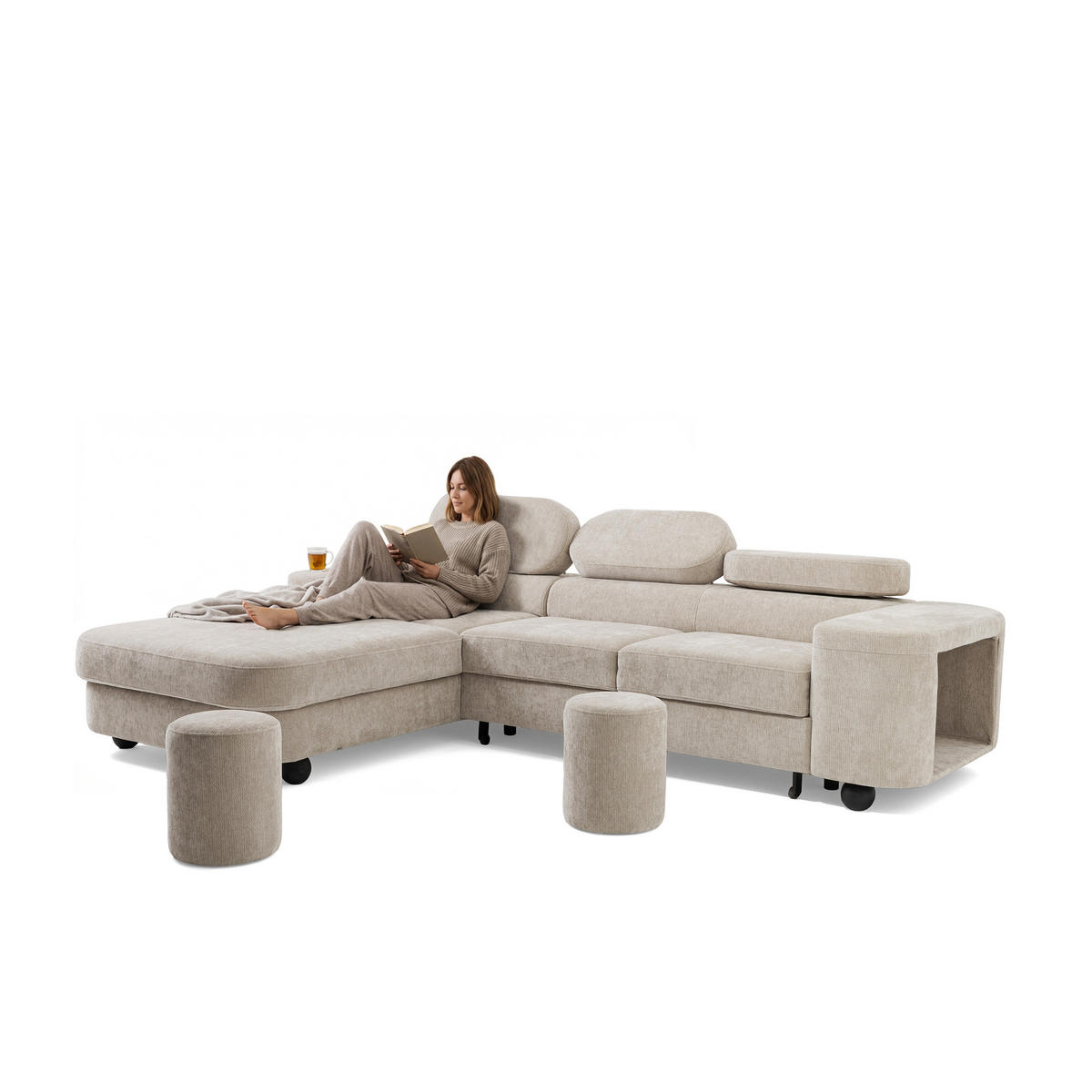 ECKSOFA Love Links Beige - Beige, Holz (205/284cm) - Muffo