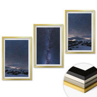WANDBILDER 3er Set - 40x60 cm Goldrahmen - Nachthimmel, Berge, Sterne - Goldfarben, Kunststoff (40/60cm) - ArtPrintCave