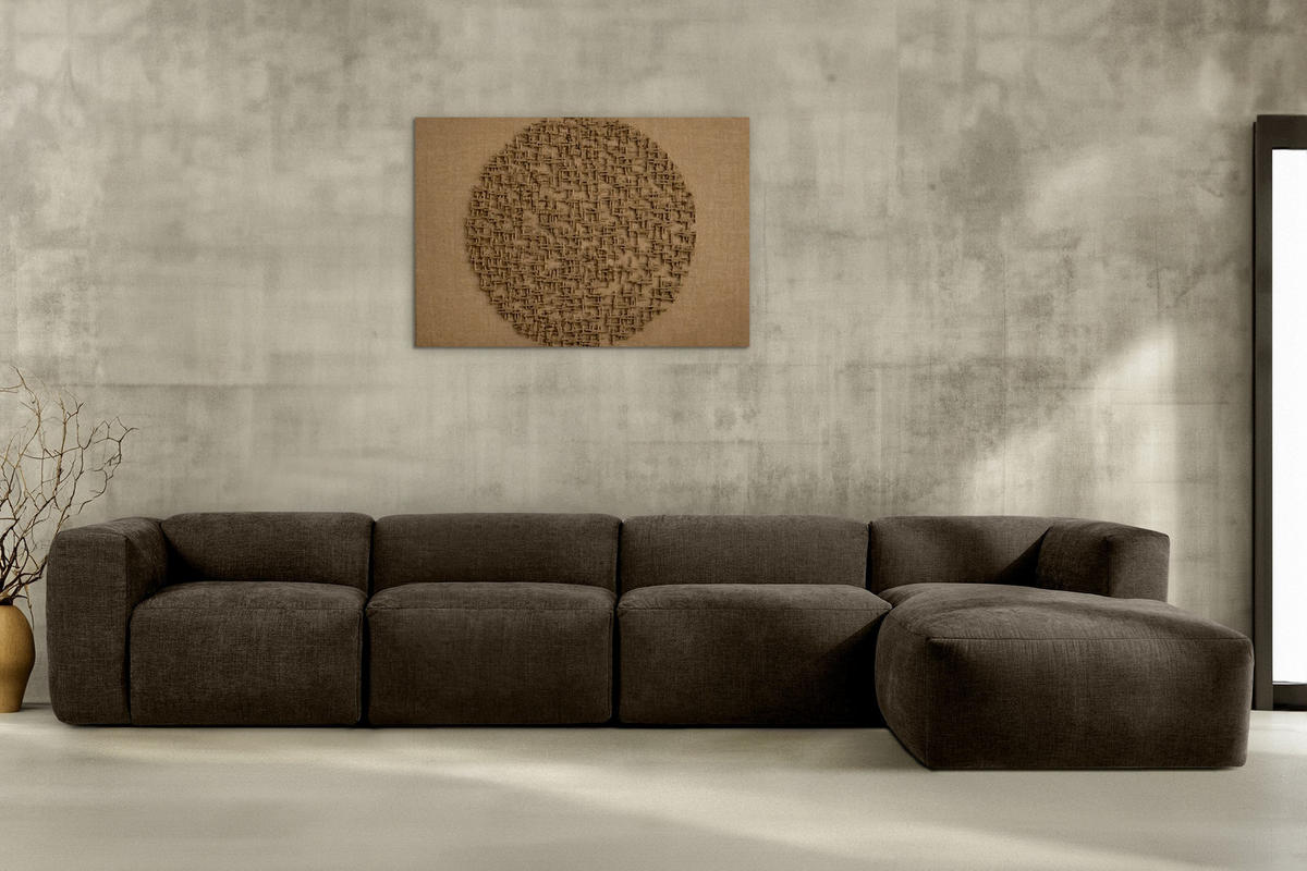 ECKMODULSOFA-RECHTS BUFFO 6-Sitzer mit extrem weicher Sitzfläche, Gewebestoff, braun - Braun, Textil (377/180cm) - KONSIMO®