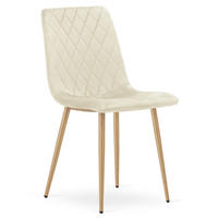 ESSZIMMERSTUHL TURIN hellbeige Sitzfläche, Beine in Holzfarbe - Hellbraun/Eichefarben, Textil (44.5/88.5/53cm) - Valora