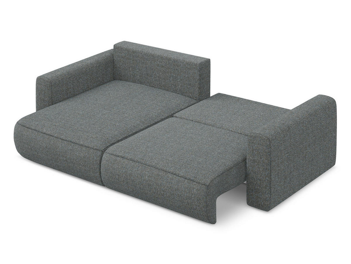 ECKSOFA mit Schlaffunktion Strukturstoff Stoff Grau - Dunkelgrau/Schwarz, Kunststoff/Textil (149/240cm) - Makamii