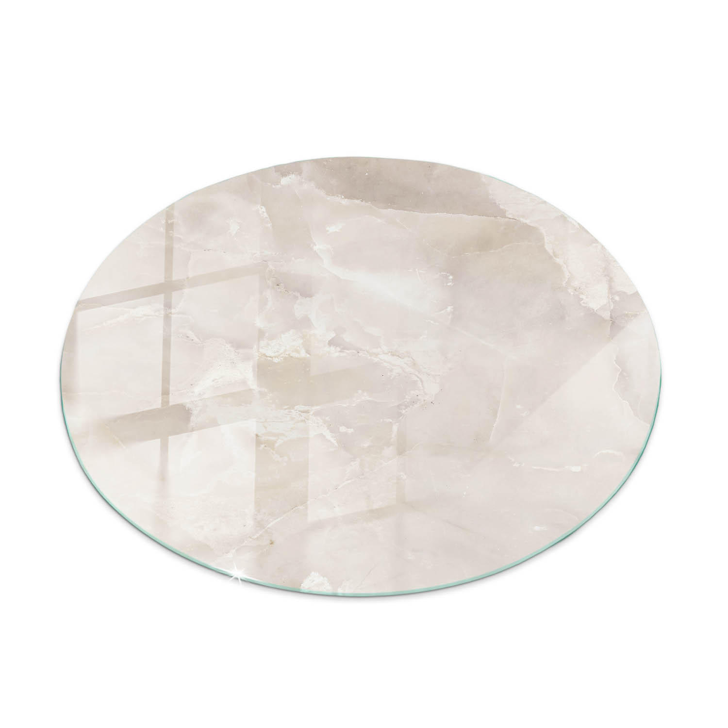 TISCHPLATTE Ø70 cm Marmorstruktur mit Textur Rund - Creme/Weiß, Glas (70/70/0.4cm) - TULUP