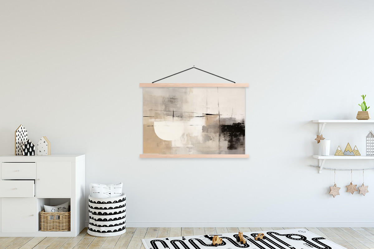 POSTER Abstrakt - Kunst - Grau 120x80 cm - Hellgrau, Textil (120/80/0.15cm) - MuchoWow