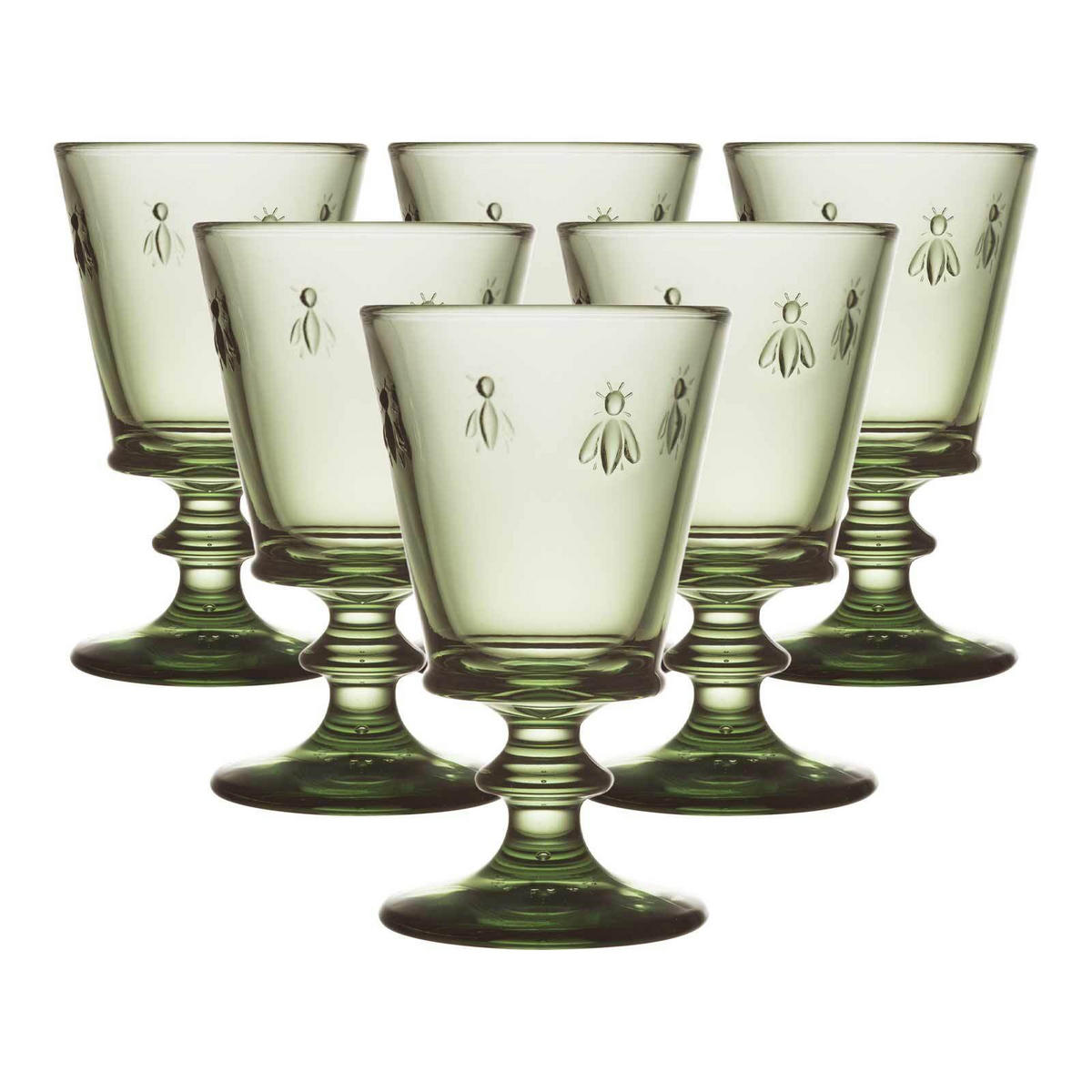 WEINGLÄSER Biene Abeille Olivengrün 240 ml 6er Set - Olivgrün, Glas (0.24L) - La Rochère