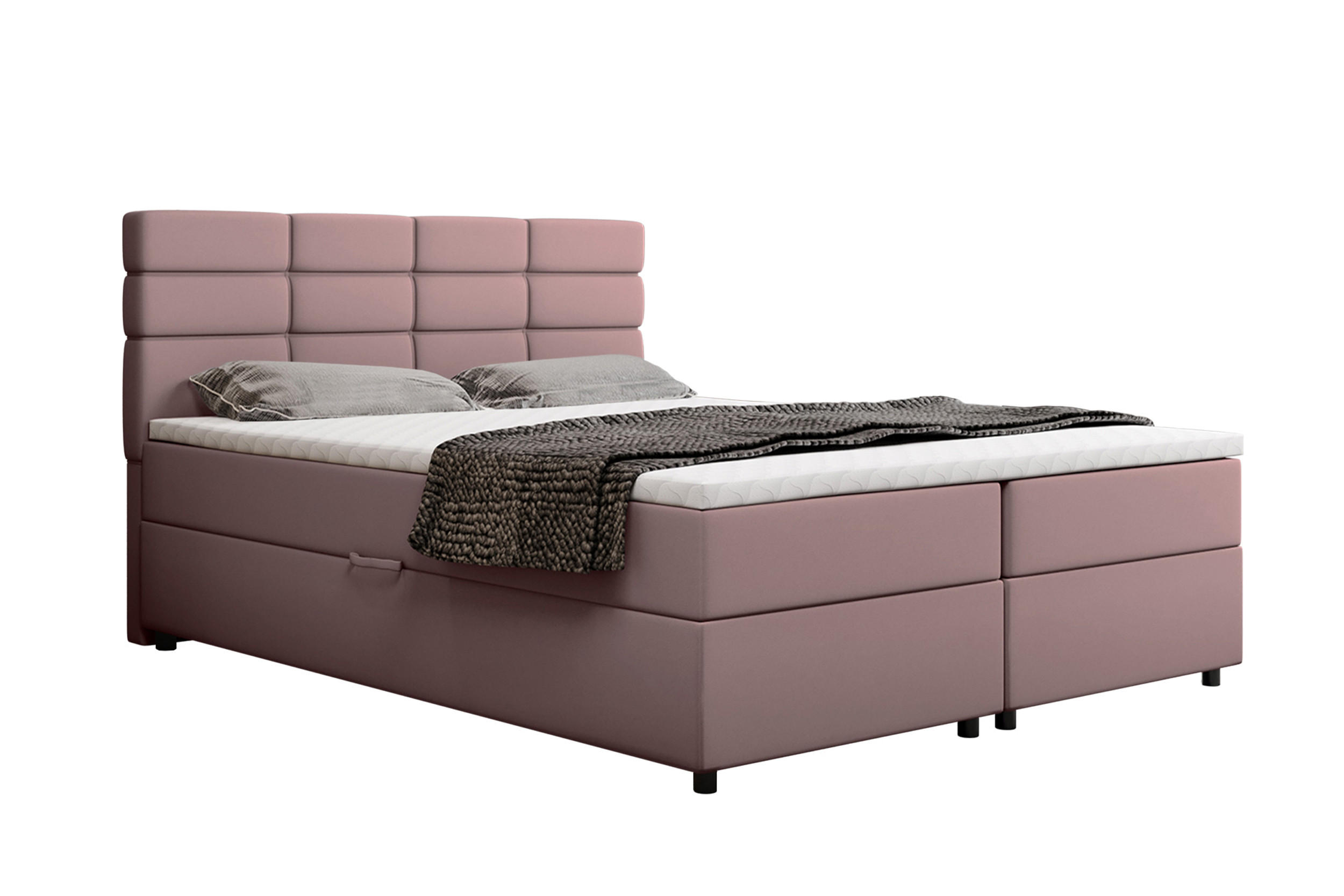 BOXBETT Reve 160 x 200 cm mit Bettkasten und Lattenrost ohne matratze - rosa - Hellgrau, Holz (160/200cm) - Homesy