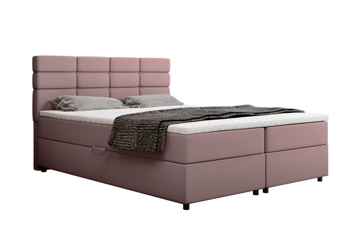 BOXBETT Reve 160 x 200 cm mit Bettkasten und Lattenrost ohne matratze - rosa - Hellgrau, Holz (160/200cm) - Homesy