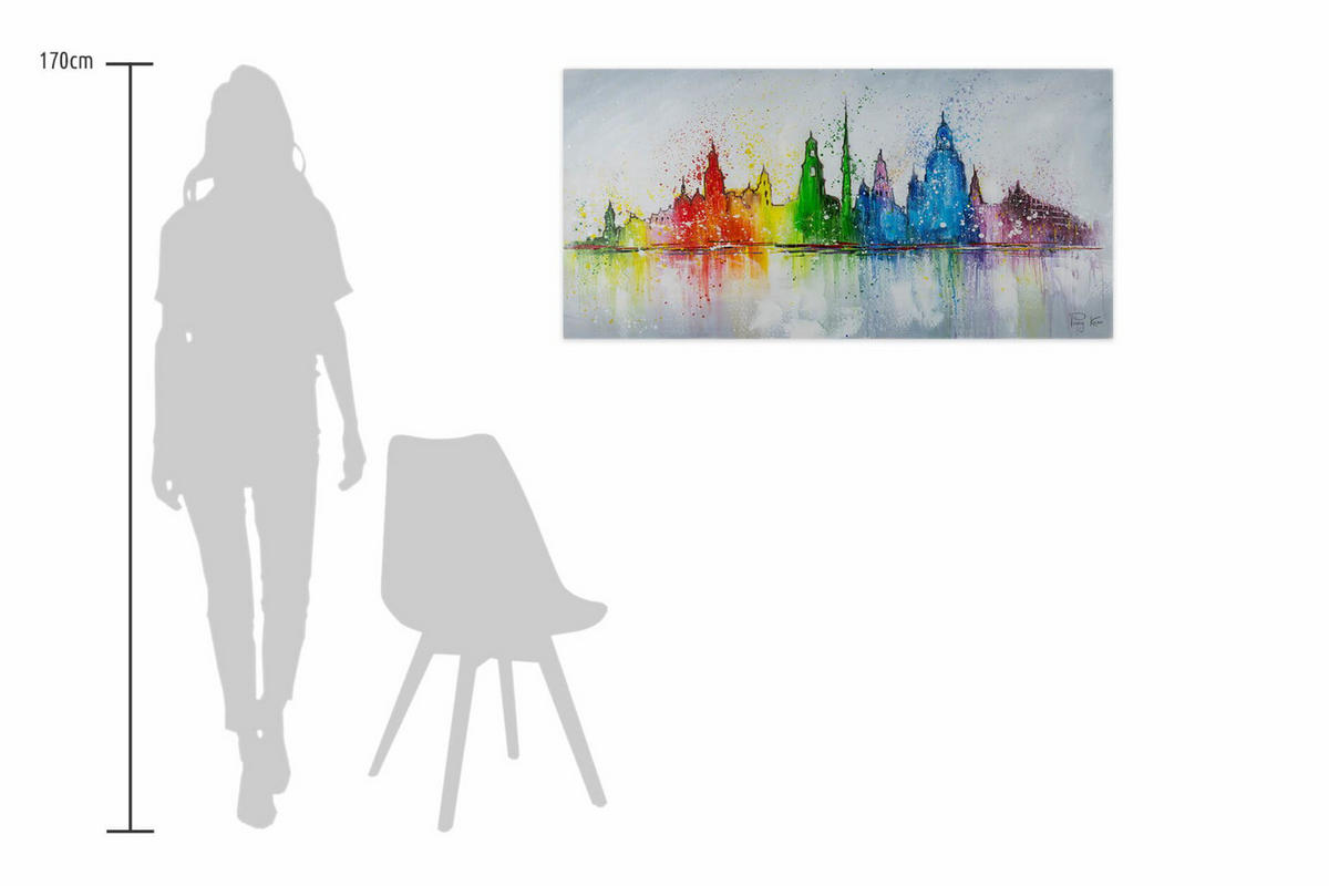 ACRYLBILD HANDGEMALT 120/60 cm - Multicolor/Grau, Holz/Textil (2/60cm) - KUNSTLOFT