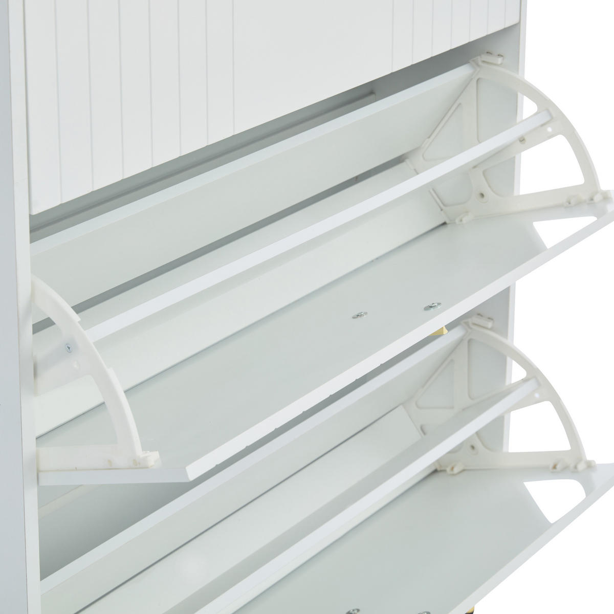 SCHUHSCHRANK aus MDF 80x23x123.5cm in Weiß mit 3 Klappen - Weiß, Holzwerkstoff (80/123.5/23cm) - Modfu