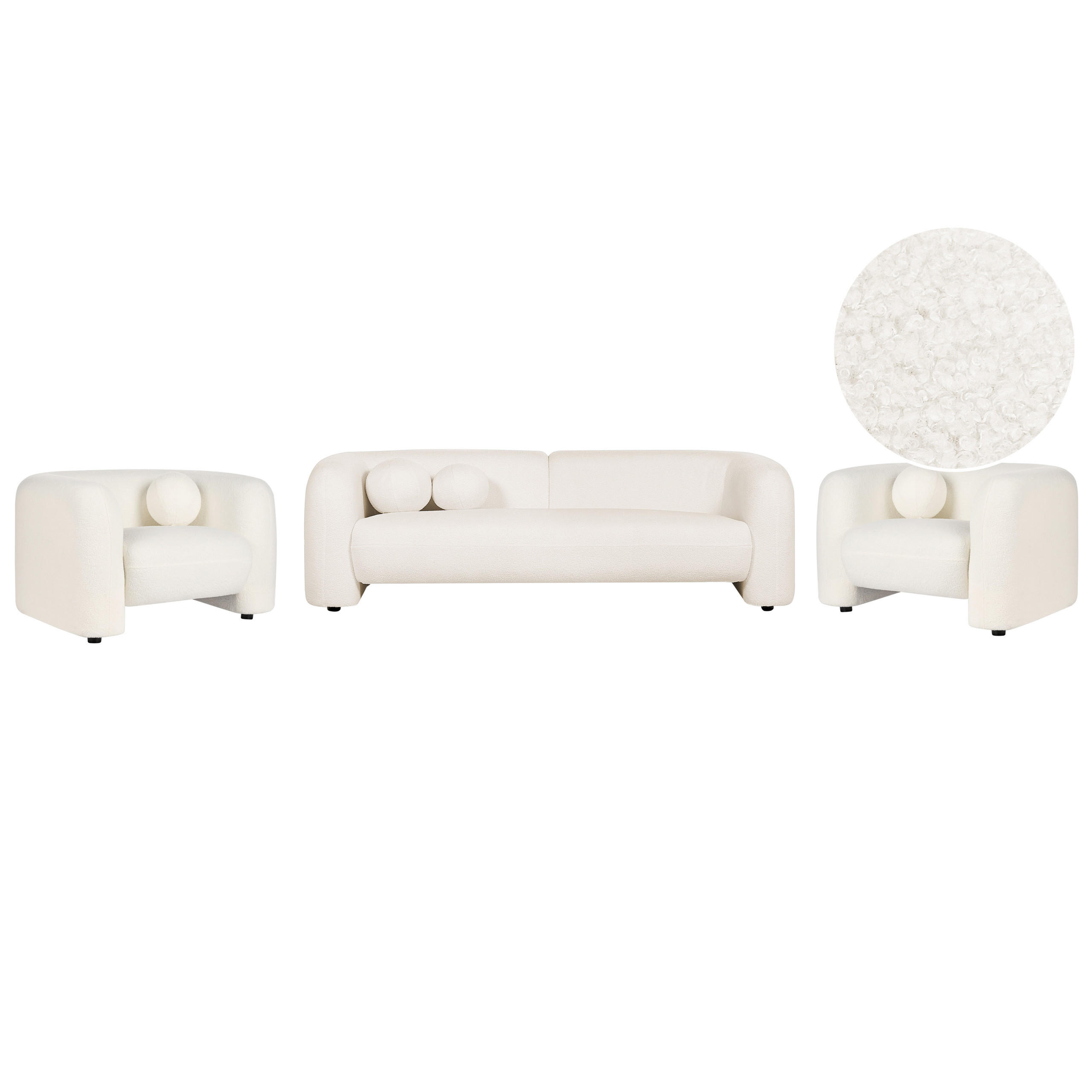 5-SITZER-SOFA SET Bouclé weiß Leiren - Weiß, Textil (83/83/224cm) - Beliani