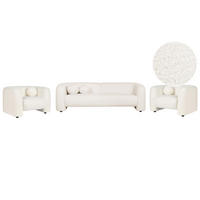 5-SITZER-SOFA SET Bouclé weiß Leiren - Weiß, Textil (83/83/224cm) - Beliani