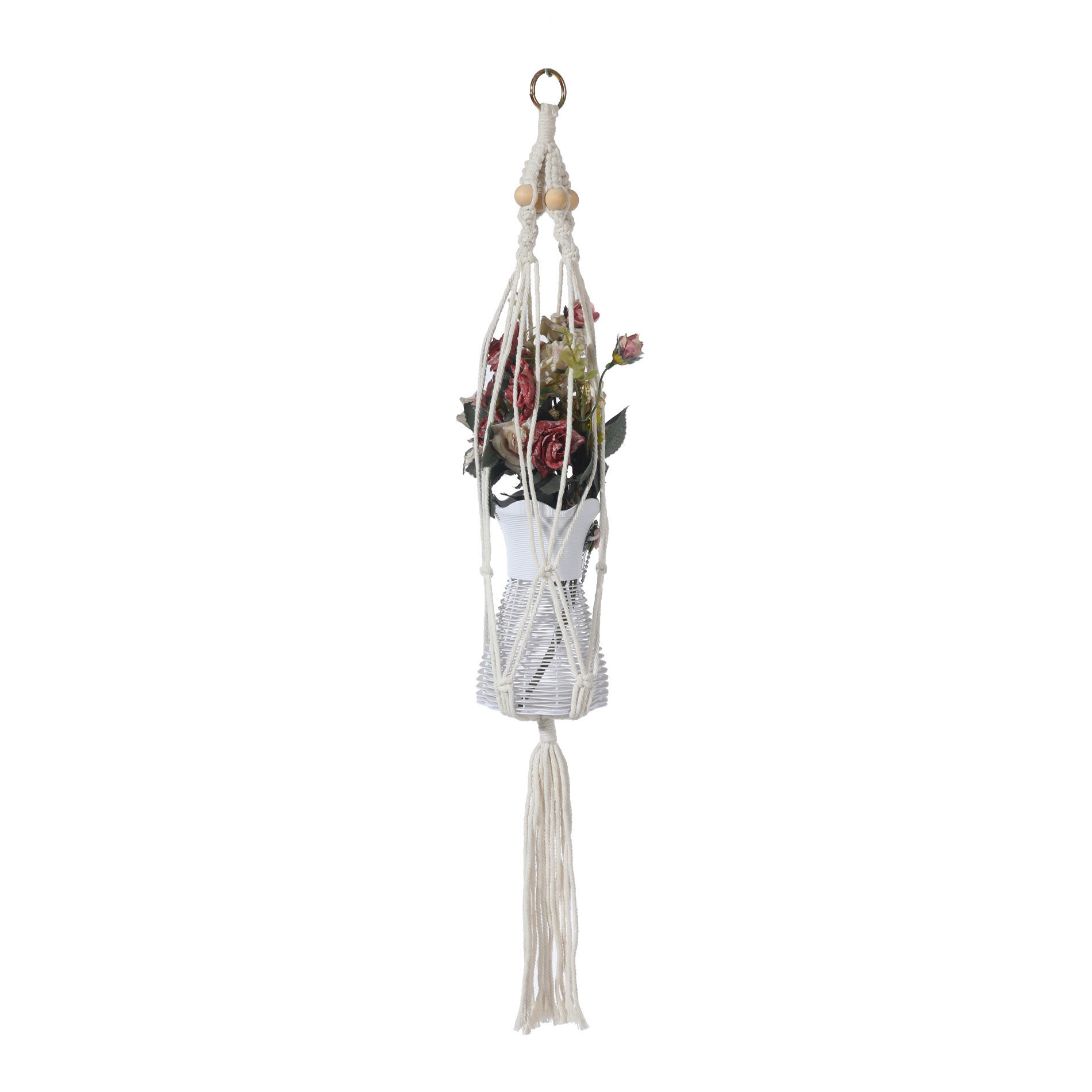 BLUMENAMPEL Beige 80 cm - Beige, Textil (1/80/1cm) - Mobili Rebecca