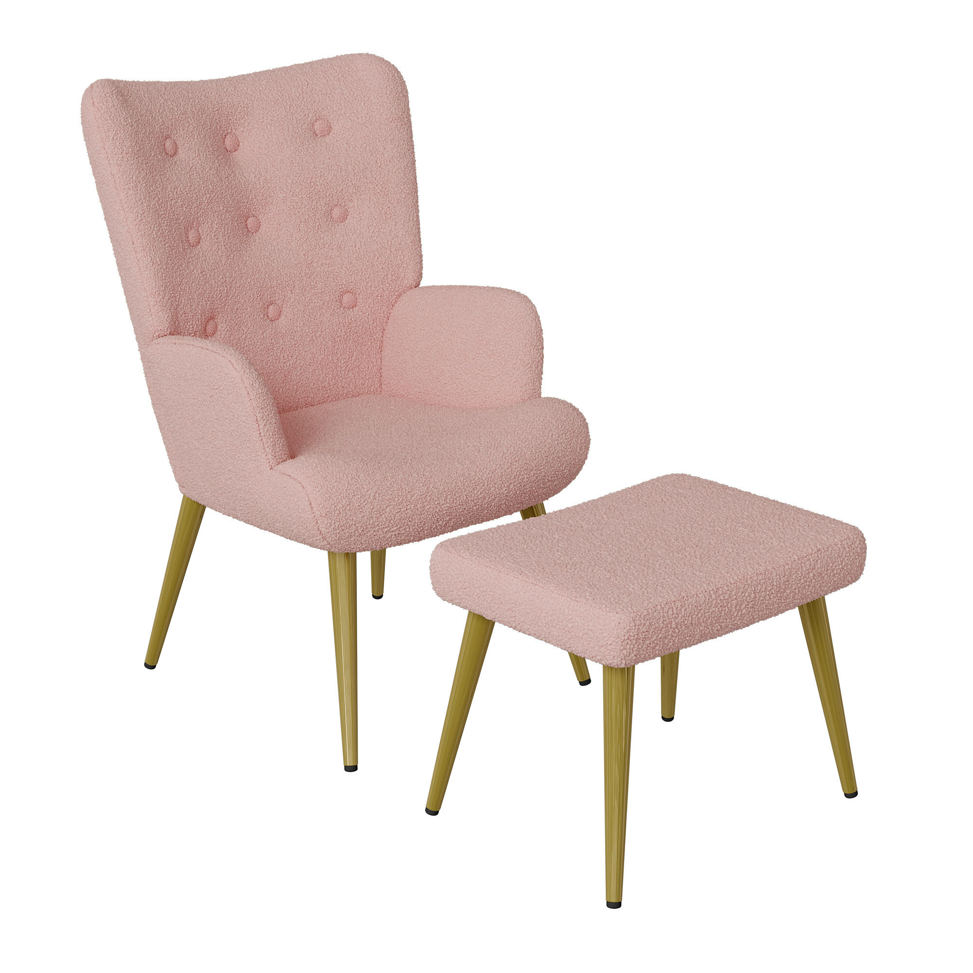 OHRENSESSEL mit Hocker,Rosa - Rosa, Metall (53/99.5/68cm)