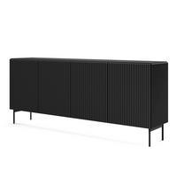 SIDEBOARD TRATTO 195,2/81,2/39,8cm 4 Türen Schwarz - Schwarz, Holzwerkstoff (195.2/81.2/39.8cm) - MASSENO