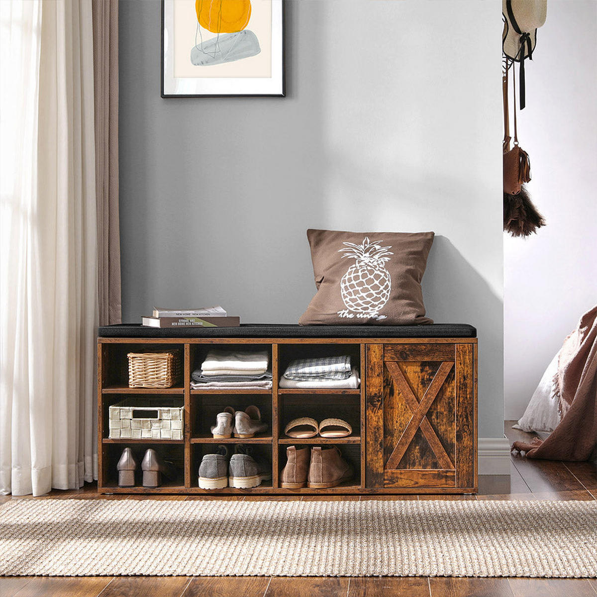 SCHUHREGAL - Braun, Holzwerkstoff (30/48/110cm) - Hansiro