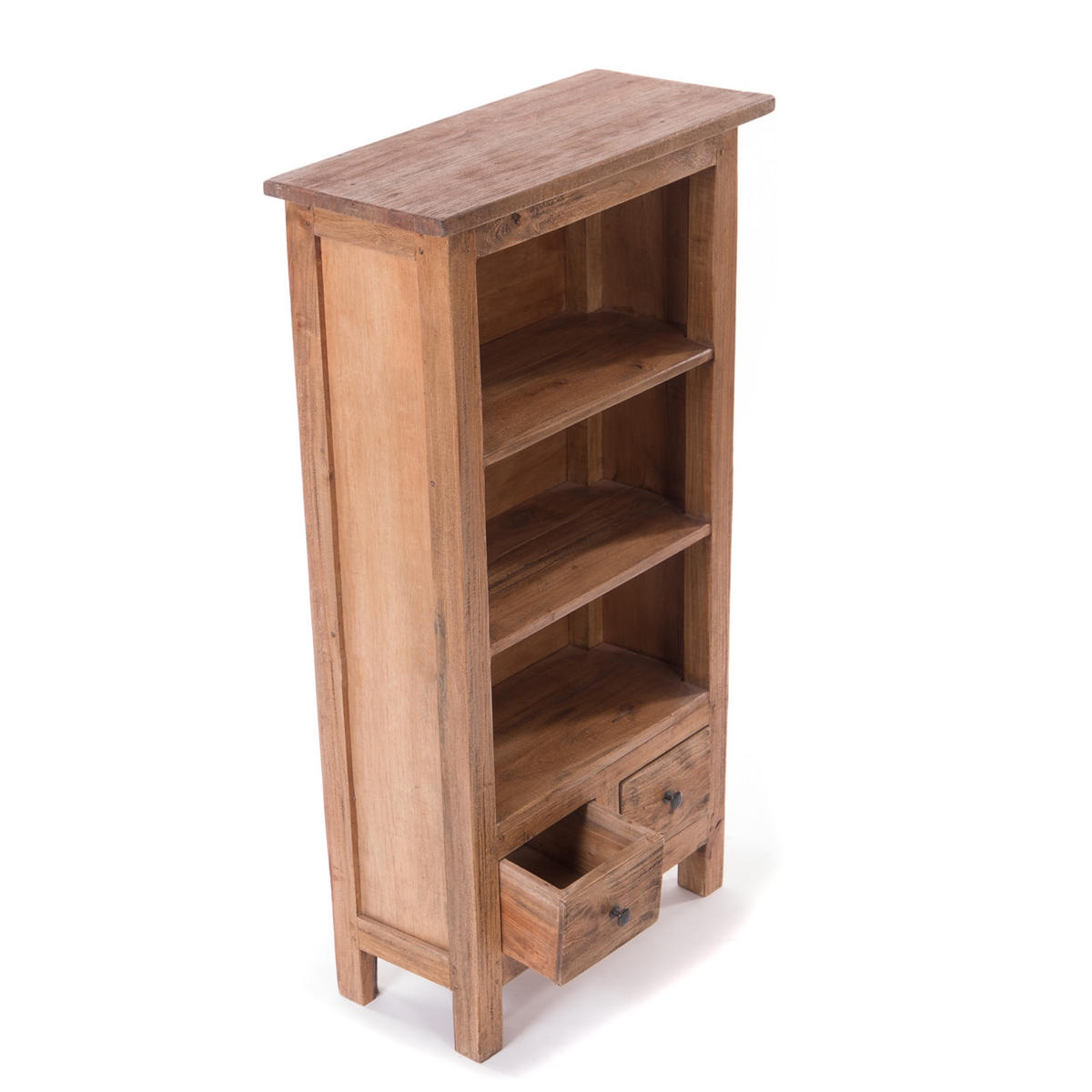 BÜCHERSCHRANK Libros Mahagoni Massivholz, 3 Ebenen, 2 Schubladen naturfarben - Naturfarben, Holz (57/102/26cm) - DESIGN DELIGHTS