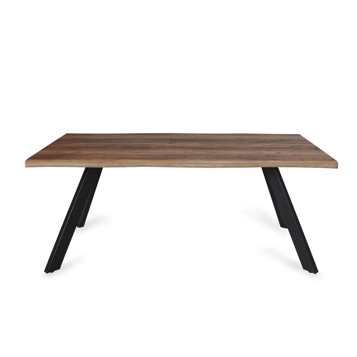 ESSTISCH HELGA / 180x90cm - 8 Personen - Eiche Dekor und schwarze Metallbeine - Eichefarben, Holzwerkstoff (180/90/75.5cm) - Weber Industries