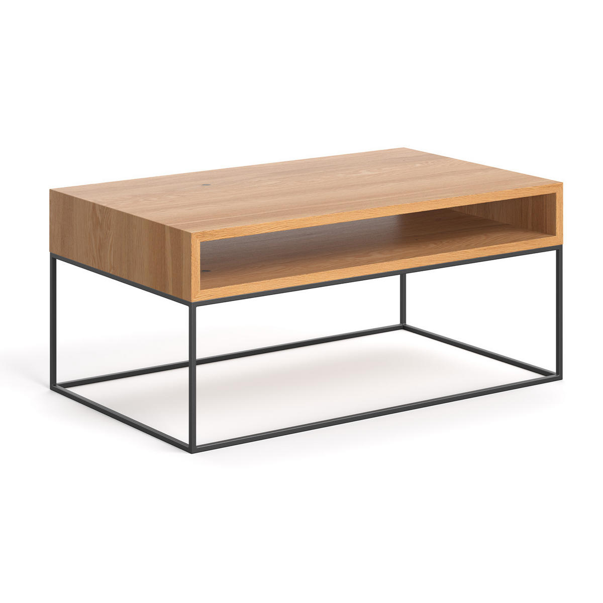 COUCHTISCH Loom aus massivem Eichenholz 140 cm - Eichefarben/Schwarz, Holz/Metall (140/60/45cm) - Danzz