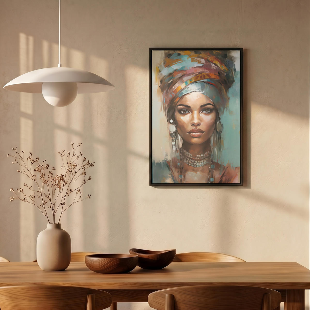 LEINWAND Bilder mit Rahmen - Frau - Kunst - Schmuck - Porträt - 40x60 - Blaugrau, Textil (40/60cm) - MuchoWow