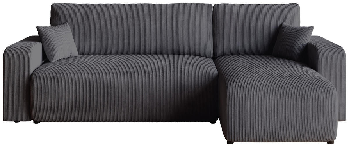 ECKSOFA PUMI mit Schlaffunktion Grau Cord - Grau, Textil (244/148cm) - Bromarkt