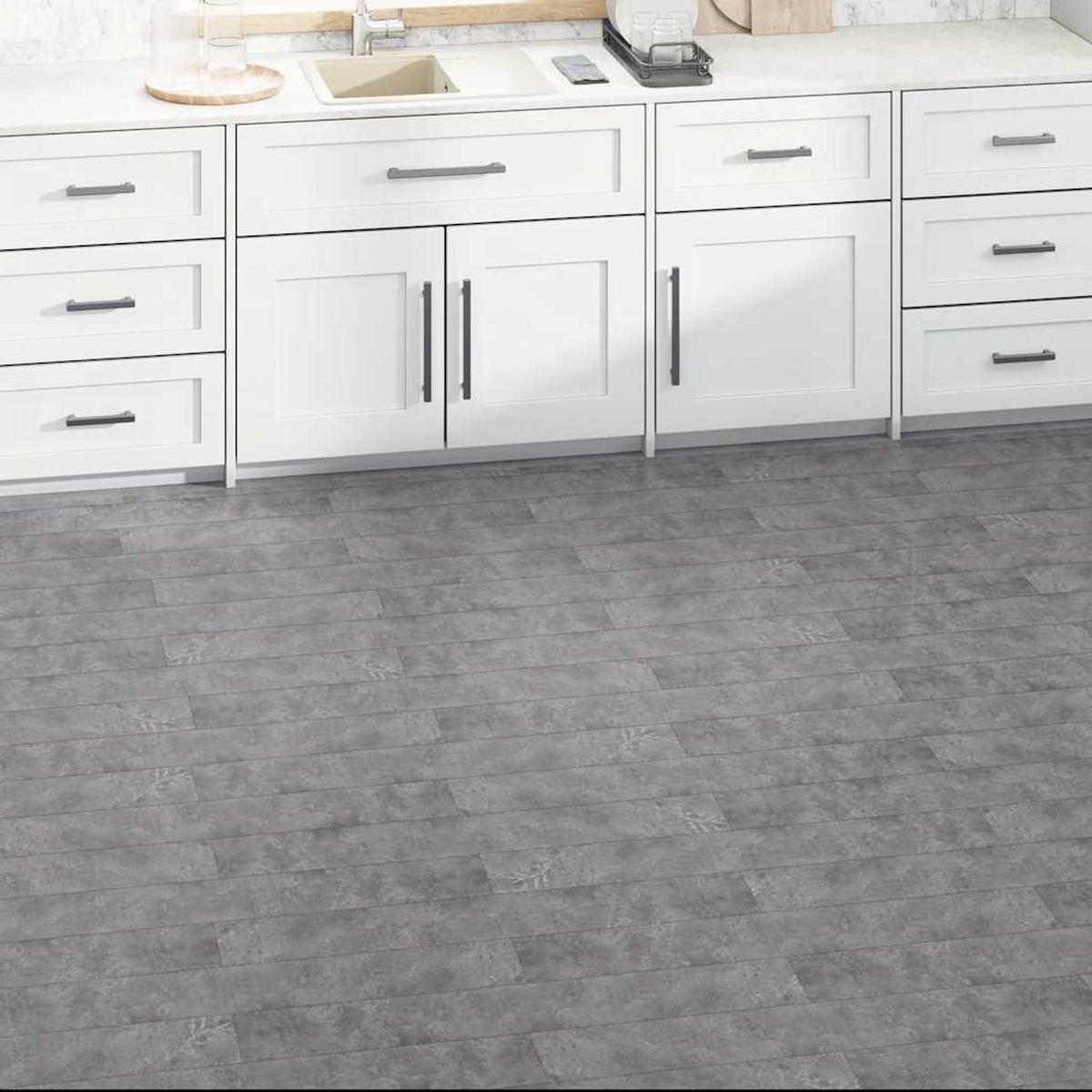 VINYLBODEN PVC-Dielen selbstklebend | 2mm Stärke | Laminat Viny | Betongrau , 5,02m² - Blaugrau, Holzwerkstoff (91.5/15.2/0.2cm) - DELUKE