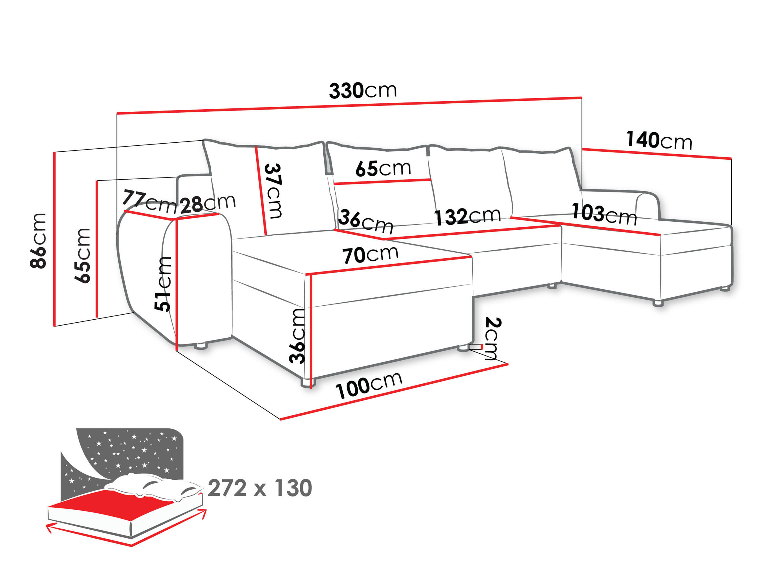 Thumbnail - Mirjan24 Wohnlandschaft, Natur, Textil, 6-Sitzer, U-Form,Rechteckig, rund, 330x86x140 cm, Wohnzimmer, Sofas & Couches, W...