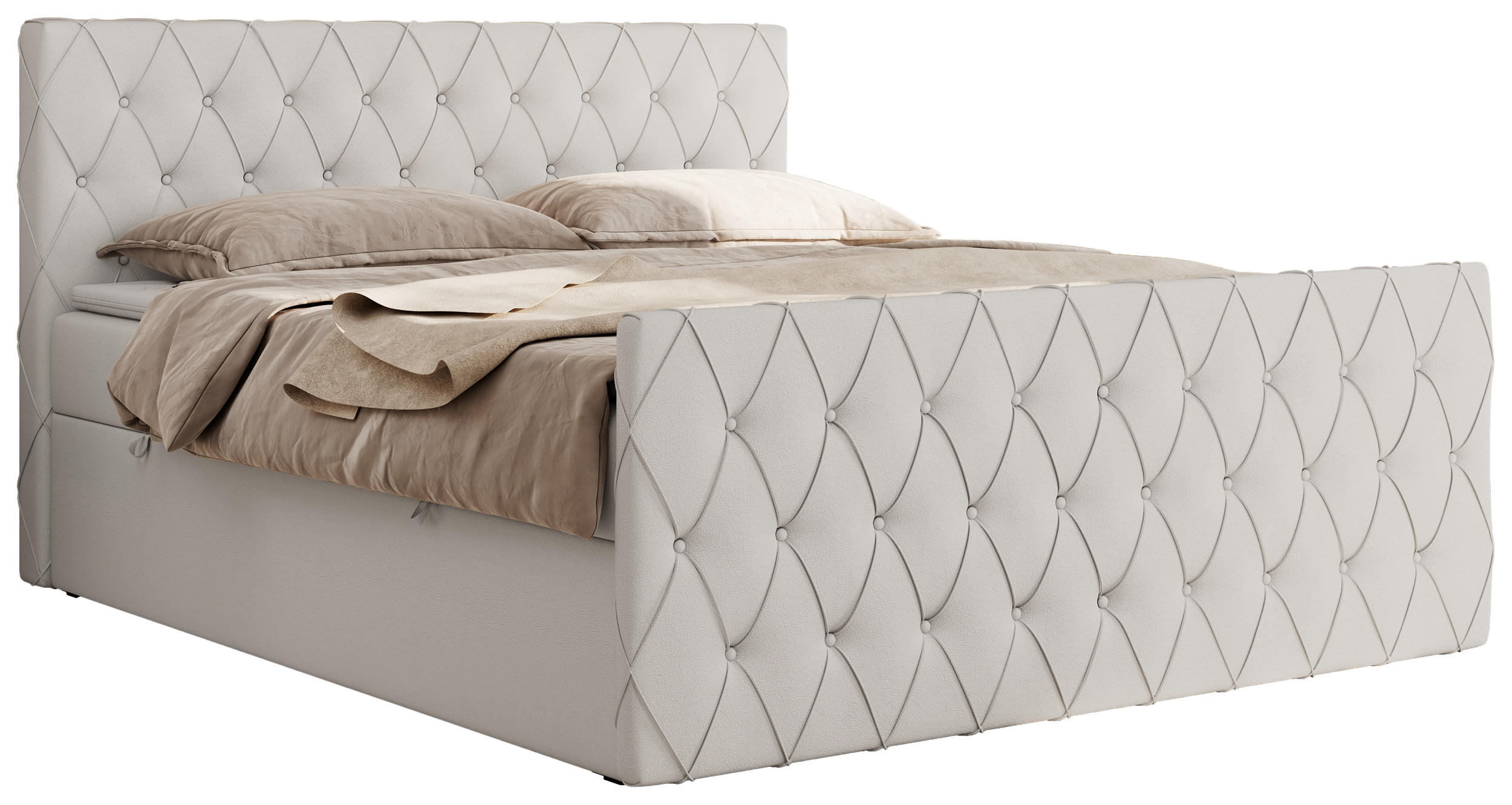 BOXBETT MIREN DUO 120/200 - Weiß Kunstleder - H3 - Weiß, Holz/Textil (120/200cm) - MKS