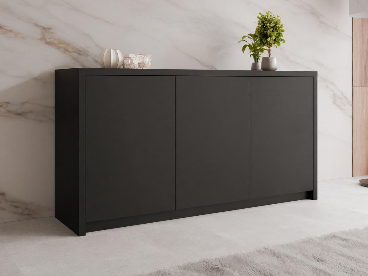 COMODĂ Solid 3D - negru, material plastic/compozit lemnos (150/79/40cm) - MIRJAN24