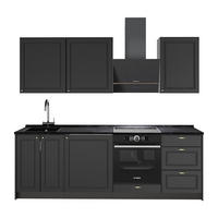 KÜCHENZEILE Fame-Line, Anthrazit-Gold Landhaus/Anthrazit, 230 cm, AP Anthrazit - Anthrazit, Holzwerkstoff (230/82/60cm) - Vicco