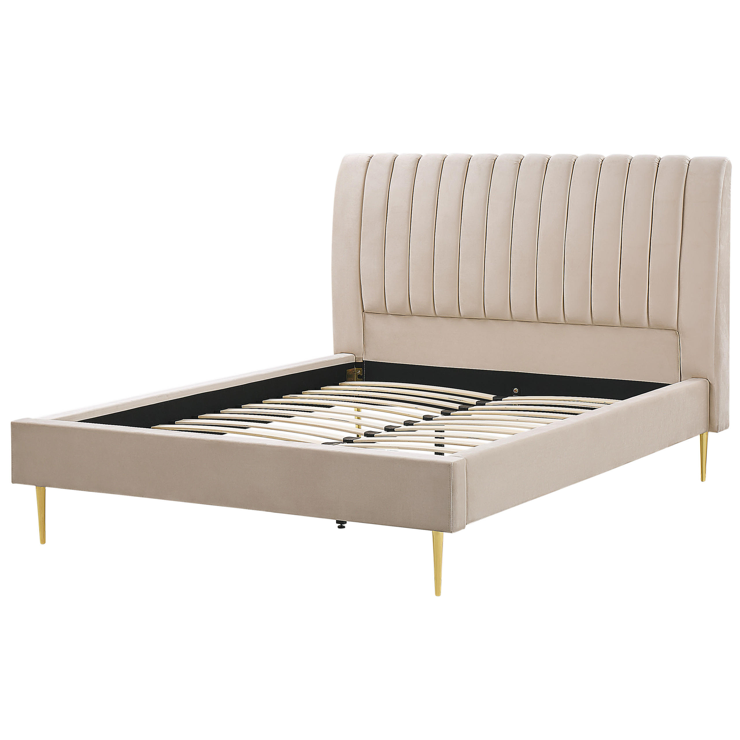 POLSTERBETT 160/200cm Sandbeige Marville - Beige, Textil (160/200cm) - Beliani