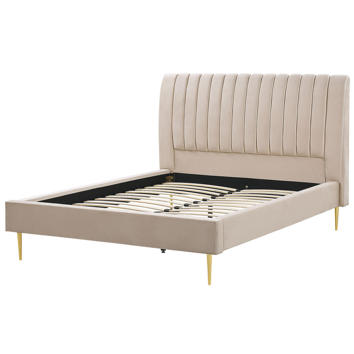 POLSTERBETT 160/200cm Sandbeige Marville - Beige, Textil (160/200cm) - Beliani