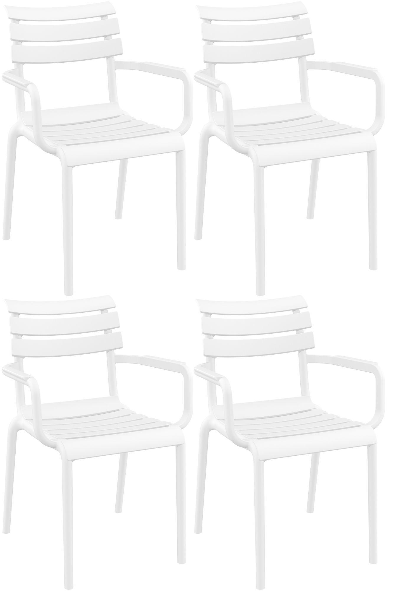 GARTENSTUHL Lars 4er Set 58x59x85cm Kunststoff Weiß Stapelstuhl - Weiß, Kunststoff (58/85/59cm) - DELUKE