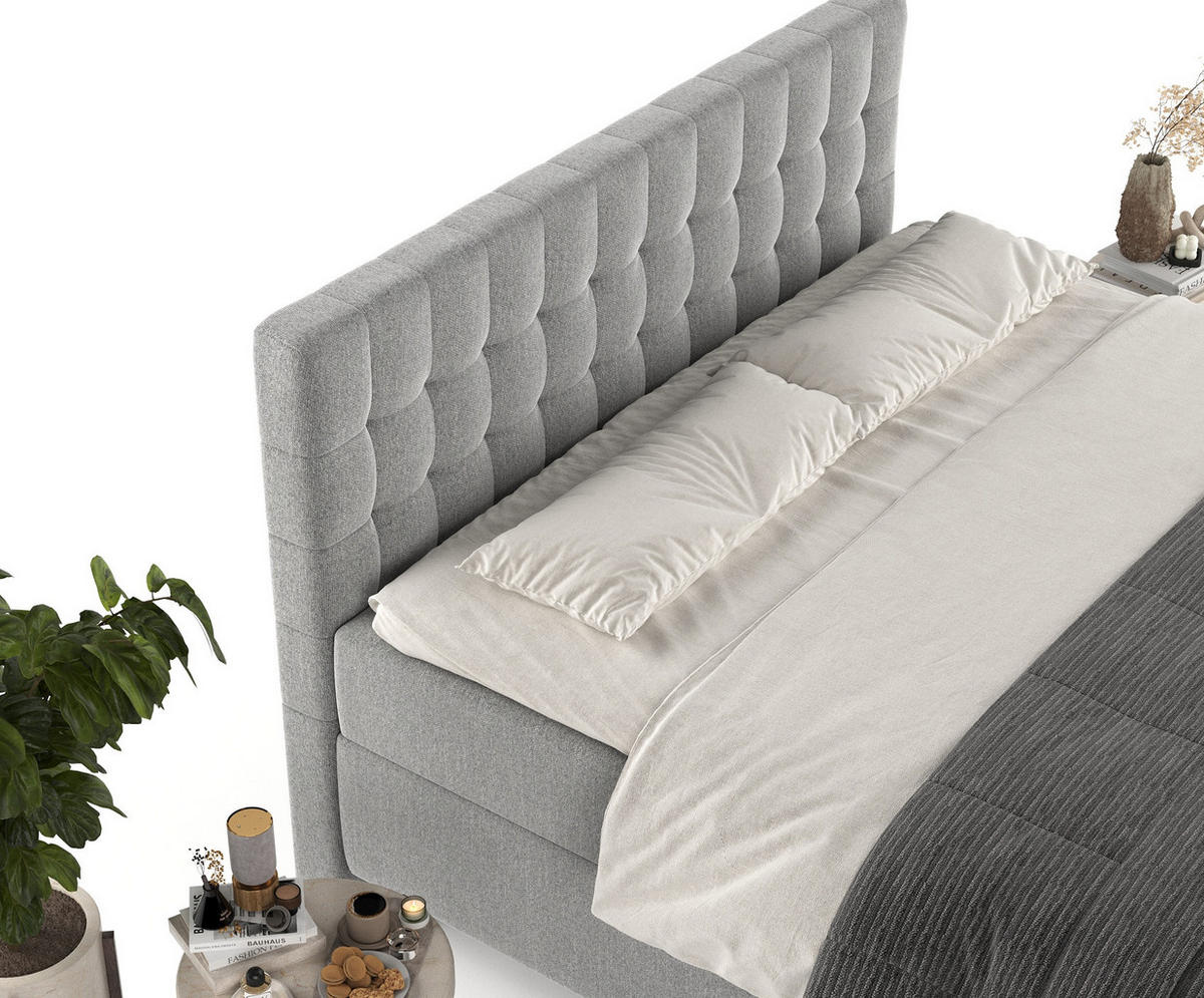 BOXBETT Milo Grau 160/200 cm - Schwarz/Grau, Holz/Holzwerkstoff (160/200cm) - Maison de Reve