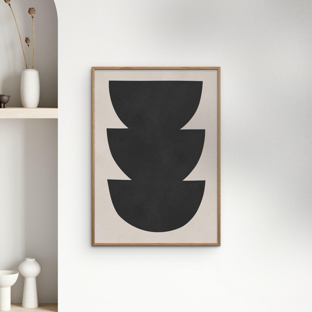 POSTER mit Rahmen Vitor Costa - Black expressive form 6 - Eichefarben/Schwarz, Holz/Papier (50/70cm) - Poster&Frame